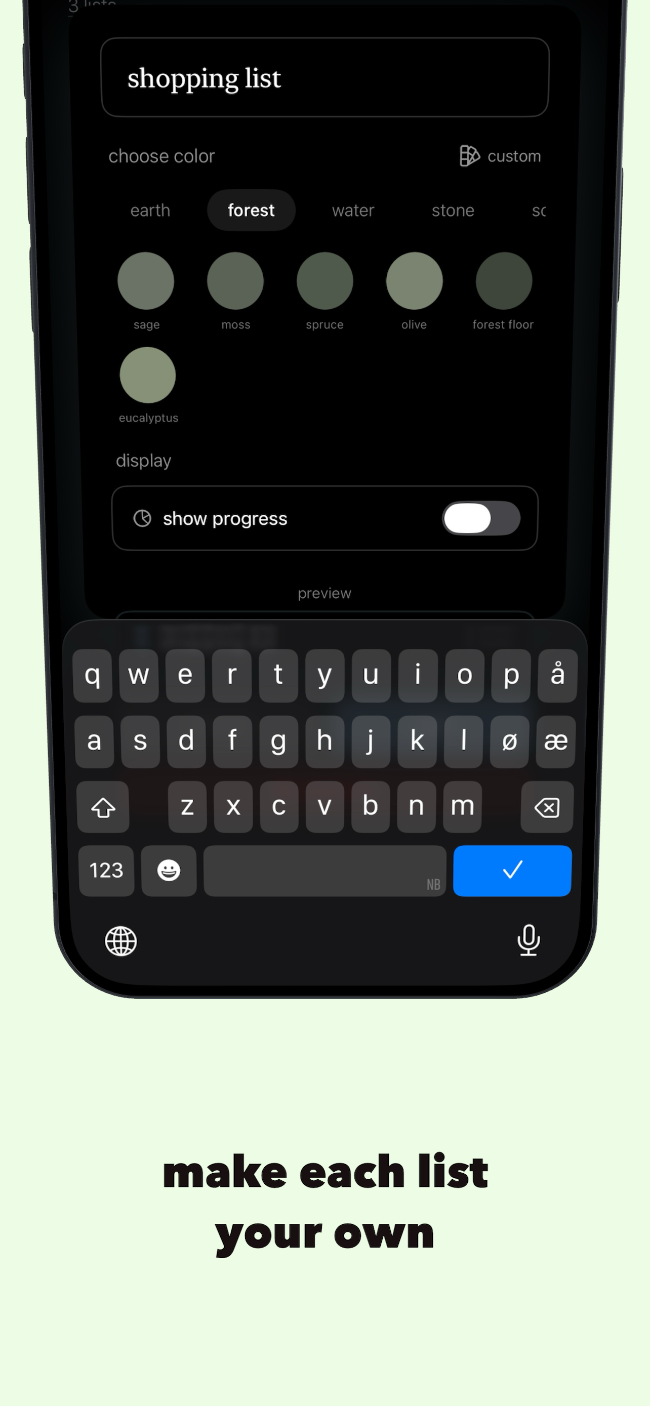 color customization screen